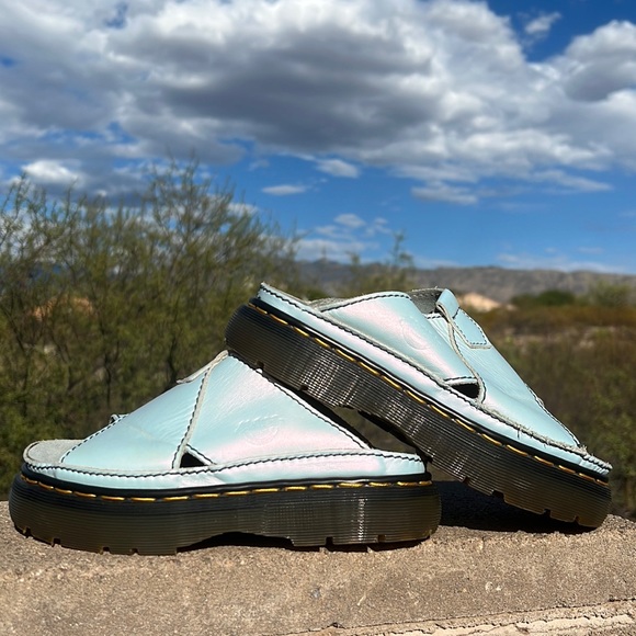 🏴󠁧󠁢󠁥󠁮󠁧󠁿 Dr. Martens Daisy MIE Blue Opal Chunky Platform Slides UK 5 - Picture 3 of 17